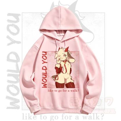 MODAKAWA Anime-Ziegen-Grafik Langarm-Hoodie mit Minirock Zweiteiler-Set - Rosa Top - 5XL - image 4
