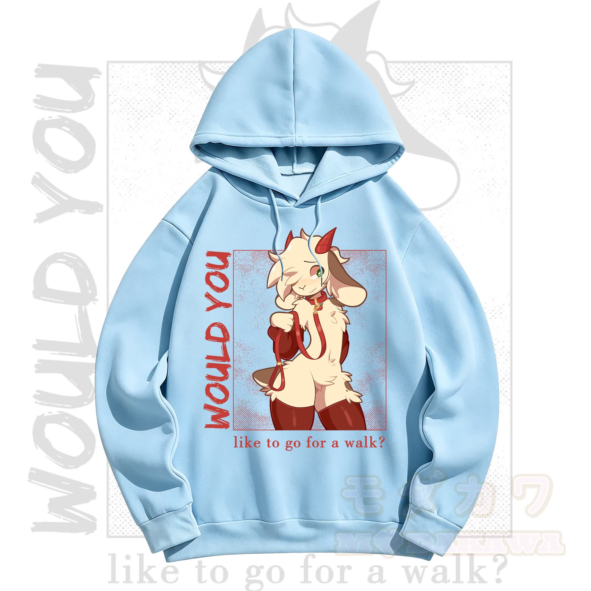 MODAKAWA Anime-Ziegen-Grafik Langarm-Hoodie mit Minirock Zweiteiler-Set - Blaues Oberteil - 5XL - image 7