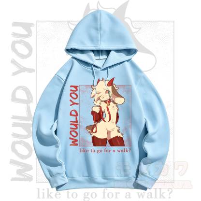 MODAKAWA Anime-Ziegen-Grafik Langarm-Hoodie mit Minirock Zweiteiler-Set - Blaues Oberteil - 5XL - image 7
