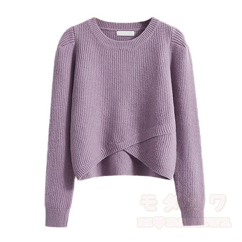 Zweiteiliges Set: Strickpullover mit asymmetrischem Saum und Rundhalsausschnitt, karierter Rock - Spitze - 4XL - image 2