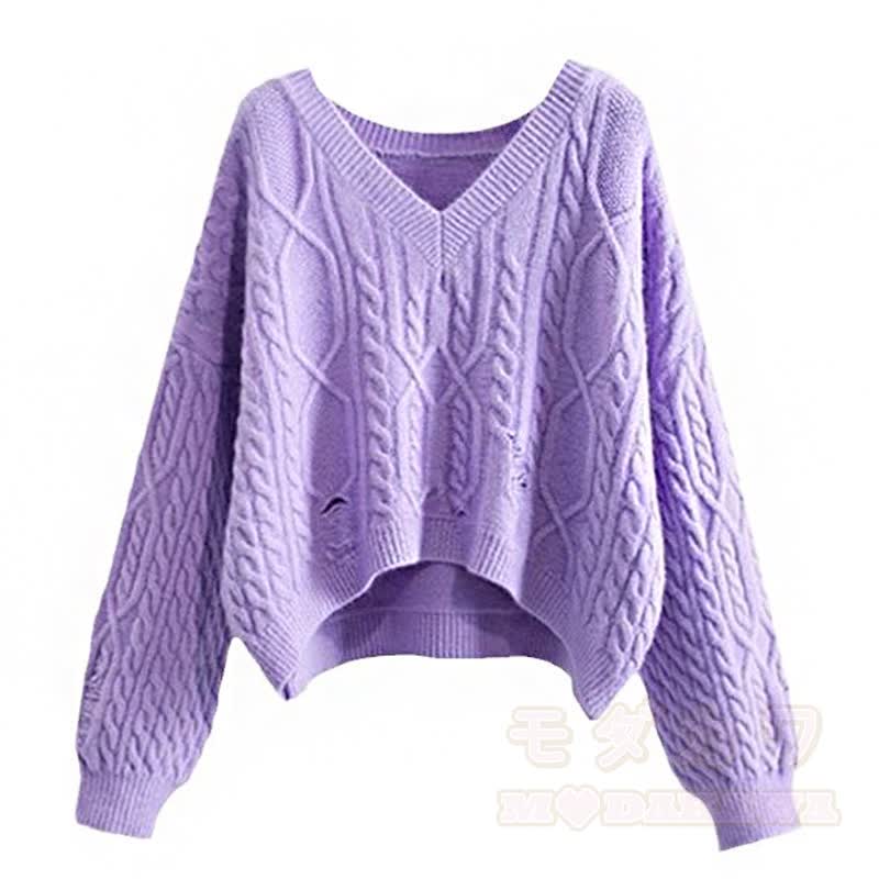 Zweiteiliges Set: Strickoberteil mit Lochmuster und gerade geschnittene Freizeithose - Spitze - 3XL - image 2