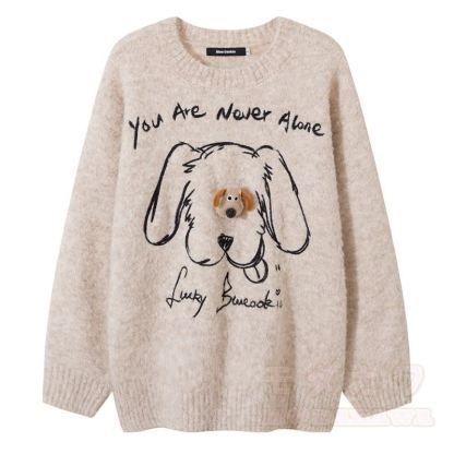 Zweiteiliges Set aus süßem, locker gestricktem Pullover mit Hundemotiv und weit geschnittener Freizeithose - Spitze - 4XL - image 2