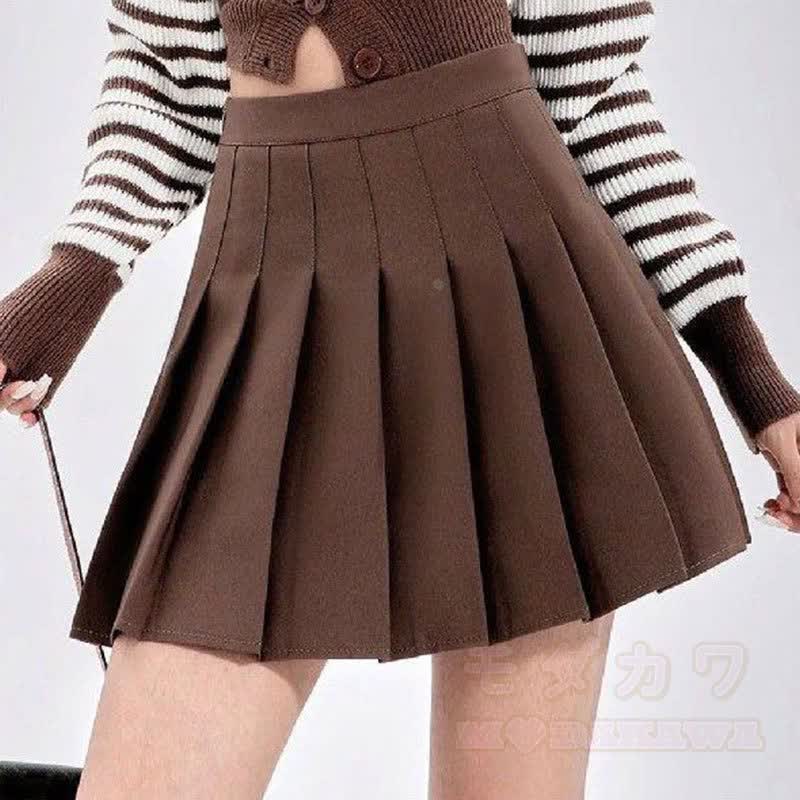 Zweiteiliges Set aus Farben abgesetztem, gestreiftem Strickpullover und Faltenrock - Rock - 3XL - image 3