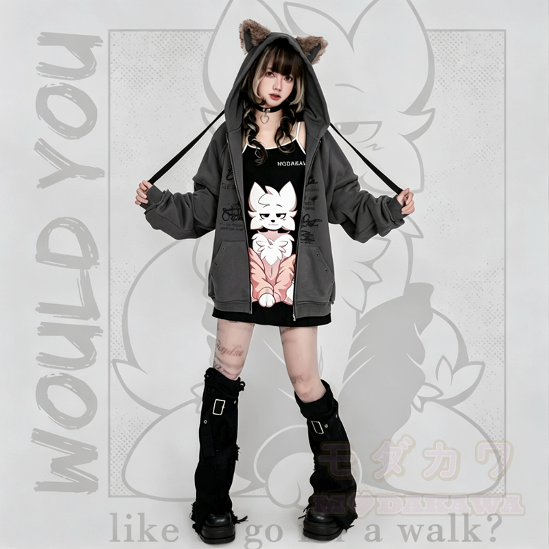 MODAKAWA Slipkleid mit Fuchsmuster, vielseitig tragbar - image 1