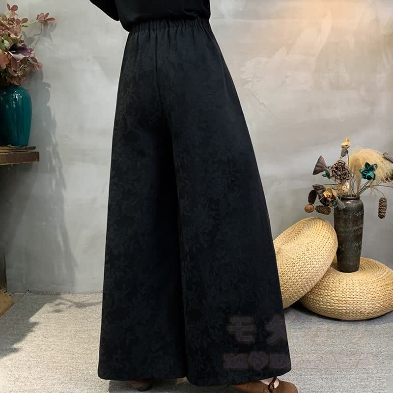 Lockere Hose mit hohem Bund im chinesischen Stil mit Blumenstickerei - image 5