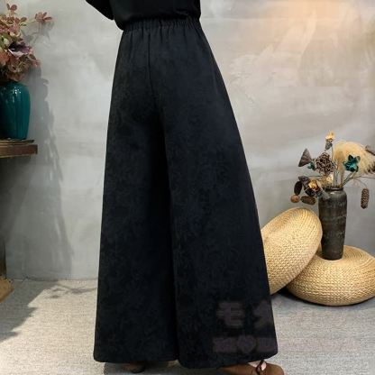 Lockere Hose mit hohem Bund im chinesischen Stil mit Blumenstickerei - image 5