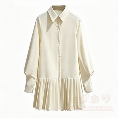 Asymmetrisches, mehrlagiges Strickpullover- und Faltenhemdkleid-Zweiteiler-Set - Kleid - 3XL - image 5