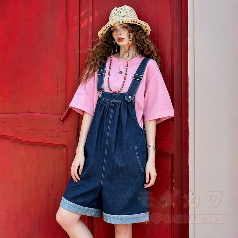 Jeans-Shorts im Vintage-Stil mit umgeschlagenem Saum, weitem Bein und lockerer Passform - image 1