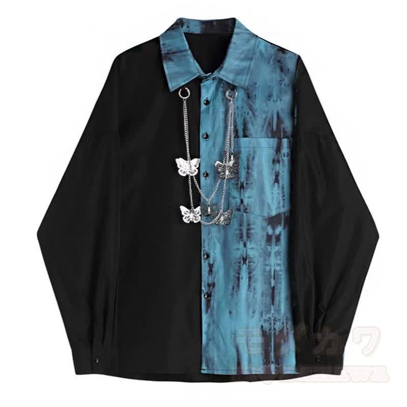 Oversize-Langarmshirt mit Farben -Schmetterlingsketten-Dekor - Blau - 2XL - image 2