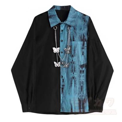Oversize-Langarmshirt mit Farben -Schmetterlingsketten-Dekor - Blau - 2XL - image 2