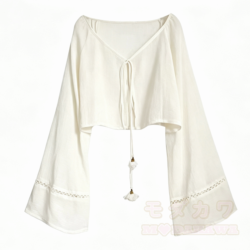 Süßes zweiteiliges Set aus Oberteil mit ausgestellten Ärmeln und Blumenmuster. - Spitze - 4XL - image 2
