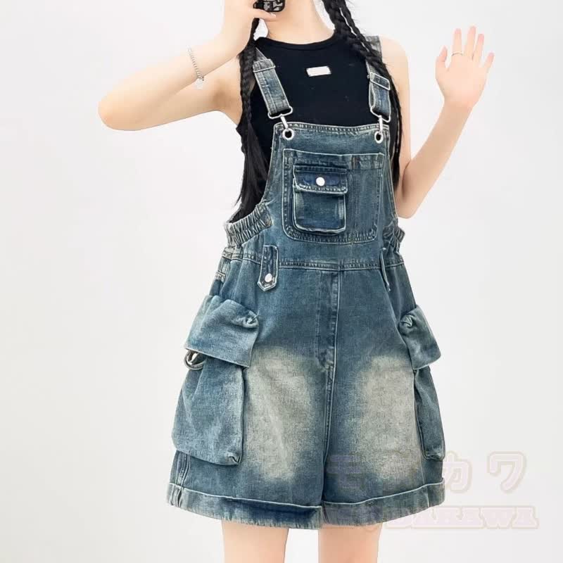 Lässige Vintage-Jeansshorts mit weitem Bein und lockerer Passform - Blau - 2XL - image 2