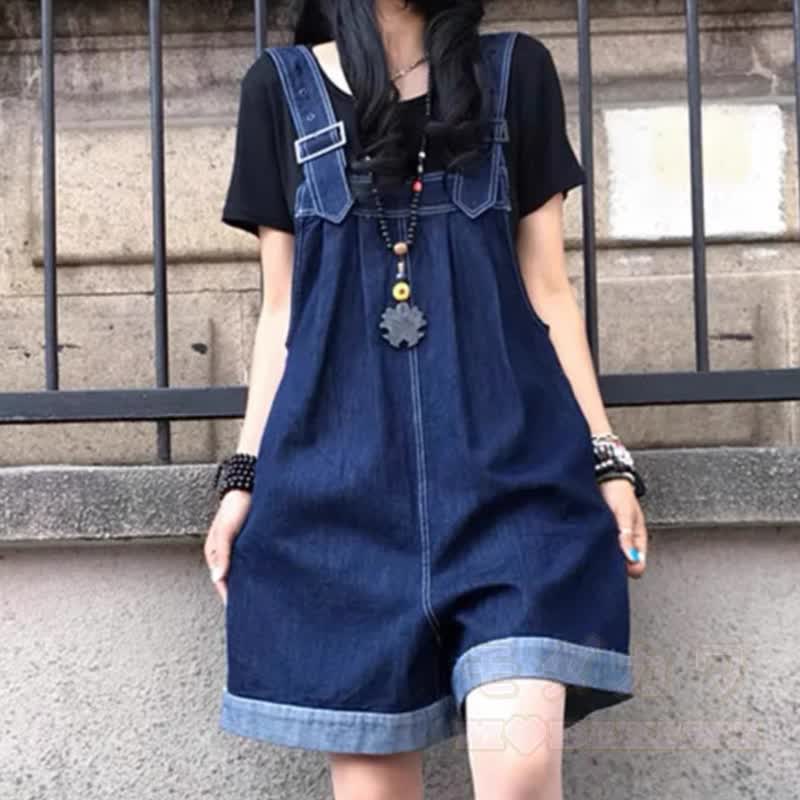 Jeans-Shorts im Vintage-Stil mit umgeschlagenem Saum, weitem Bein und lockerer Passform - Blau - 4XL - image 2
