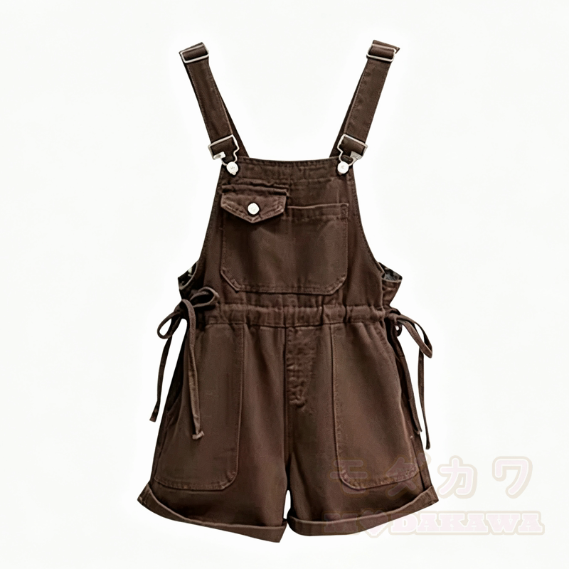 Zweiteiliges Set aus Farben abgesetztem Kurzarm-Top und locker sitzender kurzer Latzhose - Overall - 3XL - image 5