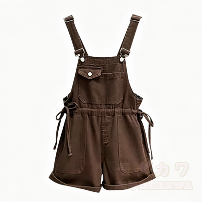 Zweiteiliges Set aus Farben abgesetztem Kurzarm-Top und locker sitzender kurzer Latzhose - Overall - 3XL - image 5