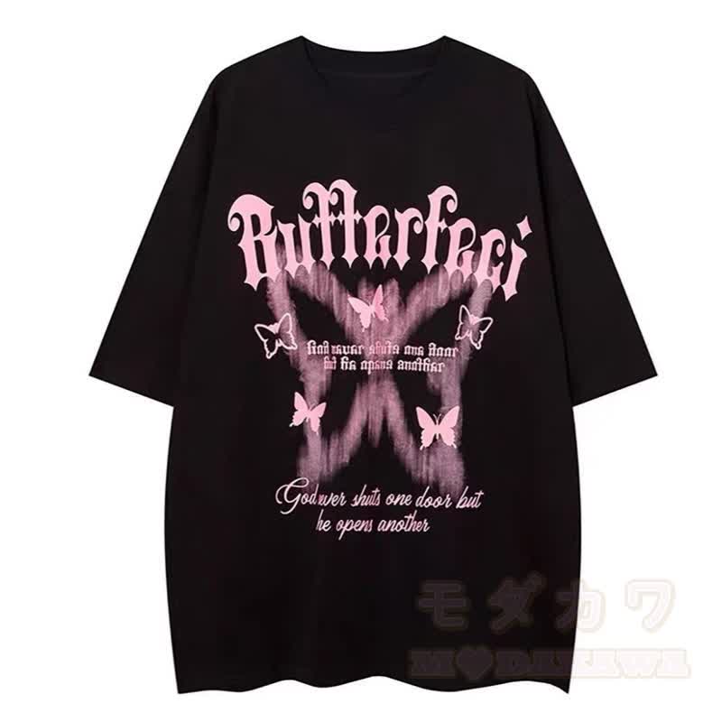 Dreiteiliges Set: Lässiges T-Shirt mit Schmetterlingsmuster, kariertes Hemd, Cargohose mit weitem Bein und passendes Hemd - Schwarzes T-Shirt - 3XL - image 10