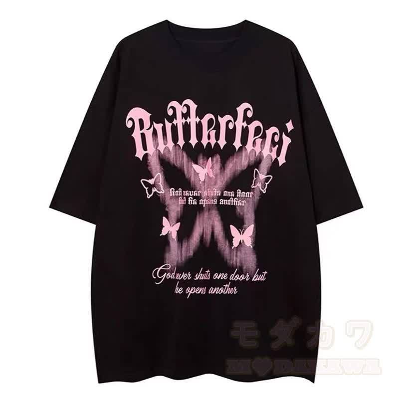 Dreiteiliges Set: Lässiges T-Shirt mit Schmetterlingsmuster, kariertes Hemd, Cargohose mit weitem Bein und passendes Hemd - Schwarzes T-Shirt - 3XL - image 10