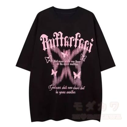 Dreiteiliges Set: Lässiges T-Shirt mit Schmetterlingsmuster, kariertes Hemd, Cargohose mit weitem Bein und passendes Hemd - Schwarzes T-Shirt - 3XL - image 10