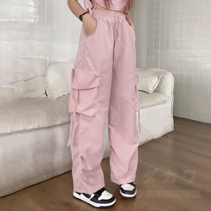 Dreiteiliges Set: Lässiges T-Shirt mit Schmetterlingsmuster, kariertes Hemd, Cargohose mit weitem Bein und passendes Hemd - Rosa Hose - 3XL - image 15