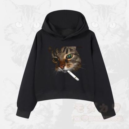 MODAKAWA Kapuzenpullover aus Baumwolle mit Raucherkatzen-Print - image 1