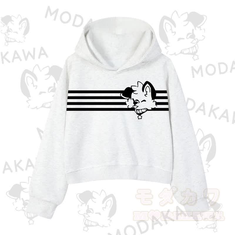 Modakawa Baumwoll-Hoodie mit Hunde-Grafikstreifen - Hellgrau - 3XL - image 1