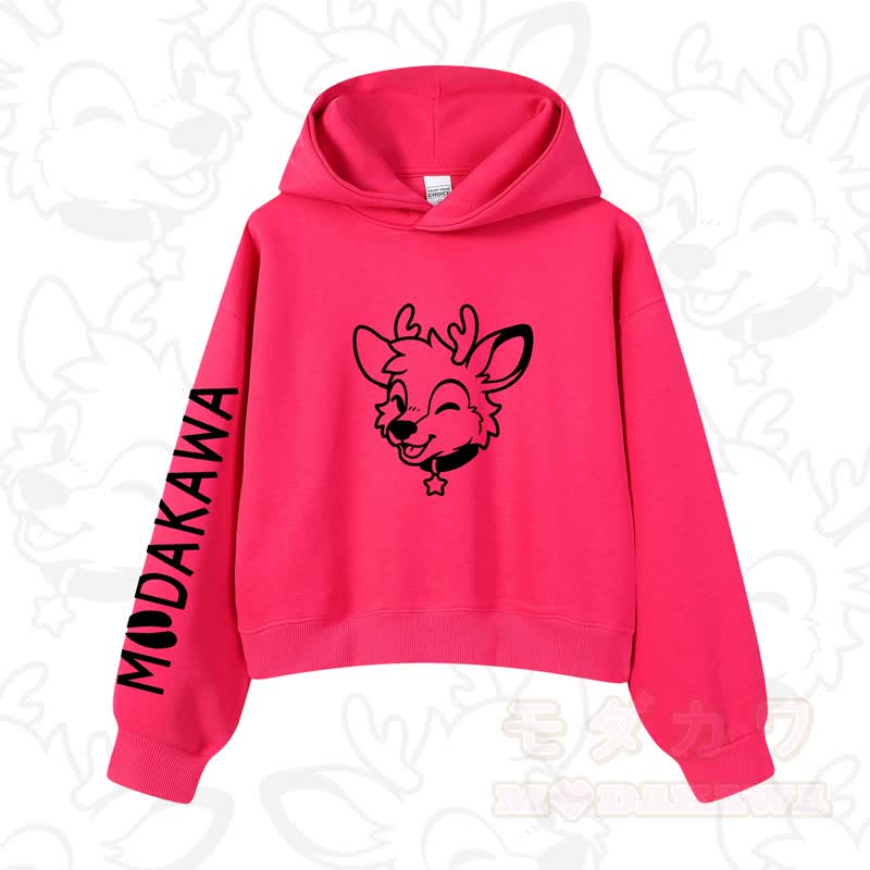 MODAKAWA Baumwoll-Hoodie mit Hundemotiv (kurzer Schnitt) - Rose - 3XL - image 1