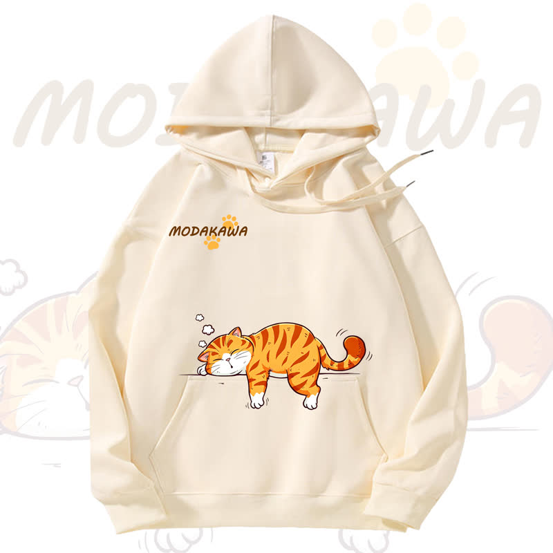 MODAKAWA Kapuzenpullover mit niedlichem Katzenmotiv und Fleece-Futter - Yellow - 3XL - image 1