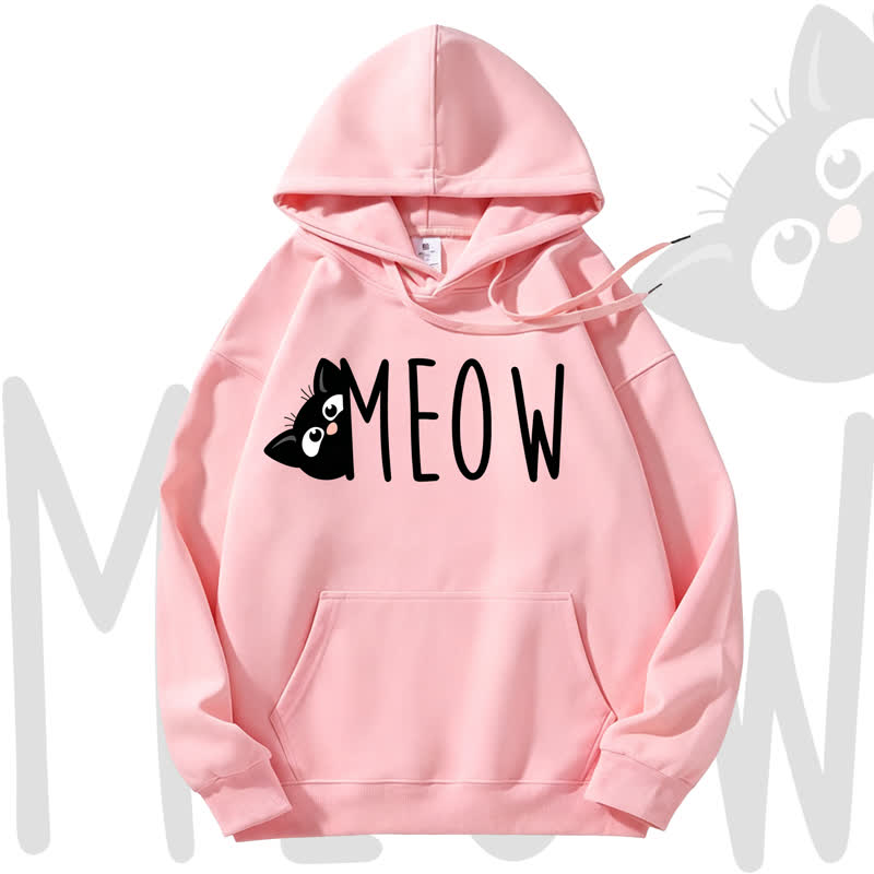 MODAKAWA MEOW Fleecegefütterter Hoodie mit Katzenprint - Pink - 3XL - image 1