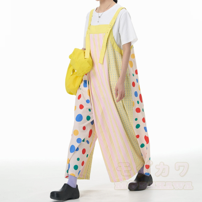 Lässige, bunte Latzhose mit Polka-Dot-Streifenmuster - image 3