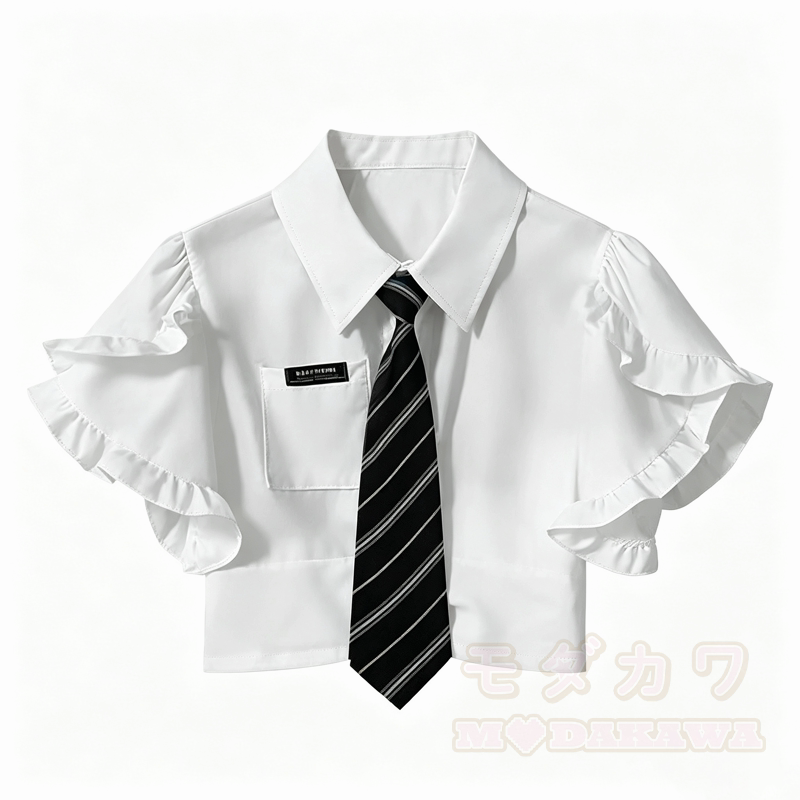 Zweiteiliges Set im Preppy-Stil: Kurzarmhemd und karierter asymmetrischer Rock - Spitze - L - image 2