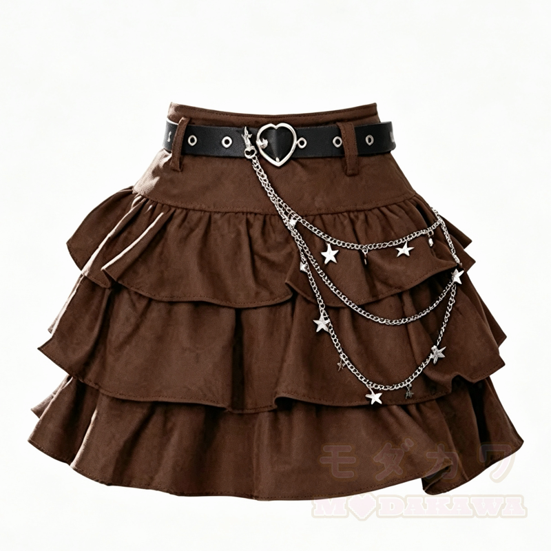 Zweiteiliges Set aus kariertem Vintage-Langarmhemd und gestuftem Rüschenrock im Vintage-Stil - Kaffeerock - 3XL - image 4