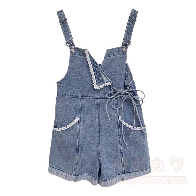 Niedliches Set aus Hoodie und Jeans-Latzhose mit Fuchspfotenabdruck (zweiteilig) - Blaue Latzhose - 2XL - image 11