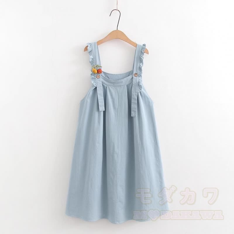 College-Stil Kurzarm-Hemdkleid mit Trägern, zweiteiliges Set - Blaues Kleid A - XL - image 10