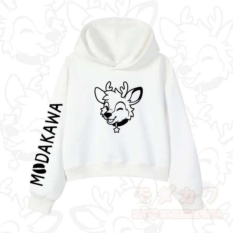 MODAKAWA Baumwoll-Hoodie mit Hundemotiv (kurzer Schnitt) - Weiß - 3XL - image 3