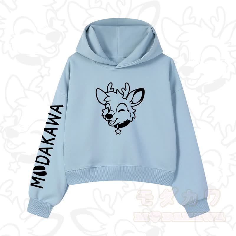 MODAKAWA Baumwoll-Hoodie mit Hundemotiv (kurzer Schnitt) - Blau - 3XL - image 5