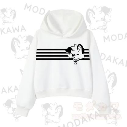 Modakawa Baumwoll-Hoodie mit Hunde-Grafikstreifen - Weiß - 3XL - image 3