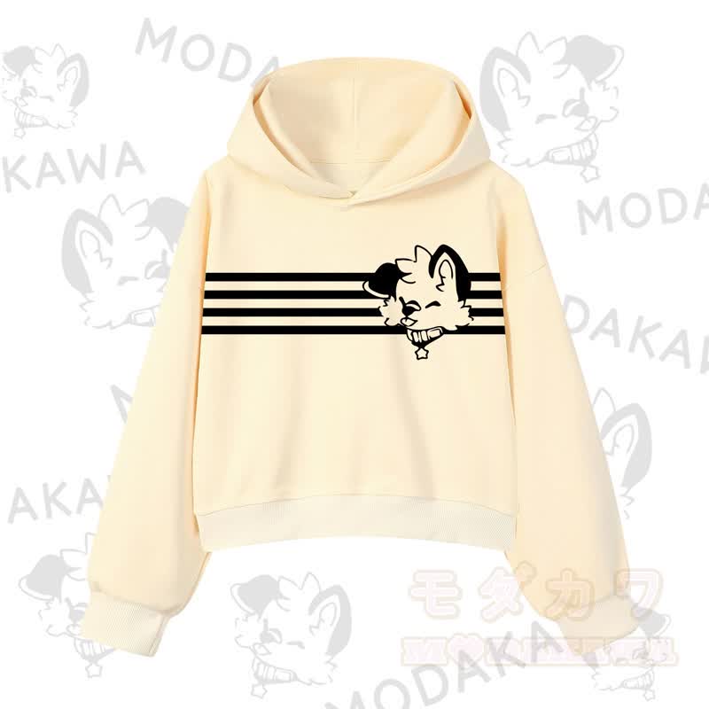 Modakawa Baumwoll-Hoodie mit Hunde-Grafikstreifen - Gelb - 3XL - image 8