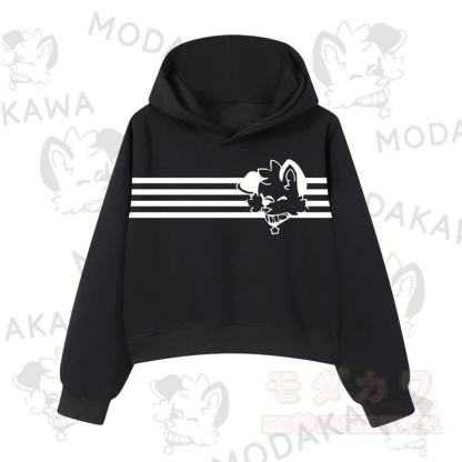 Modakawa Baumwoll-Hoodie mit Hunde-Grafikstreifen - Schwarz - 3XL - image 2