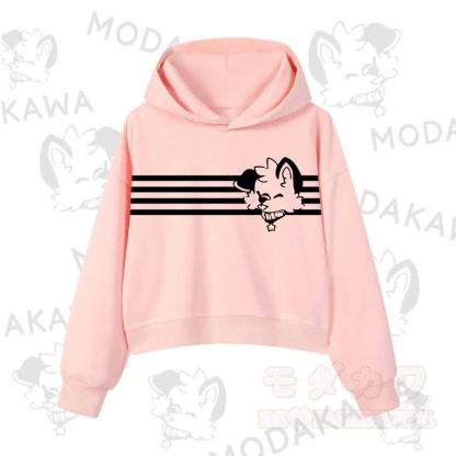 Modakawa Baumwoll-Hoodie mit Hunde-Grafikstreifen - Rosa - 3XL - image 4