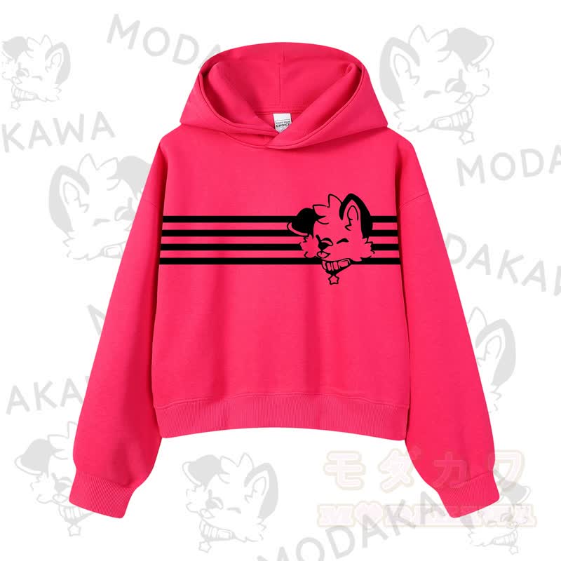 Modakawa Baumwoll-Hoodie mit Hunde-Grafikstreifen - Rose A - 3XL - image 14