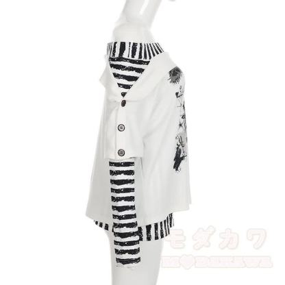 Y2K -Grafik-Streifen-Off-Shoulder-Langarmtop - image 4