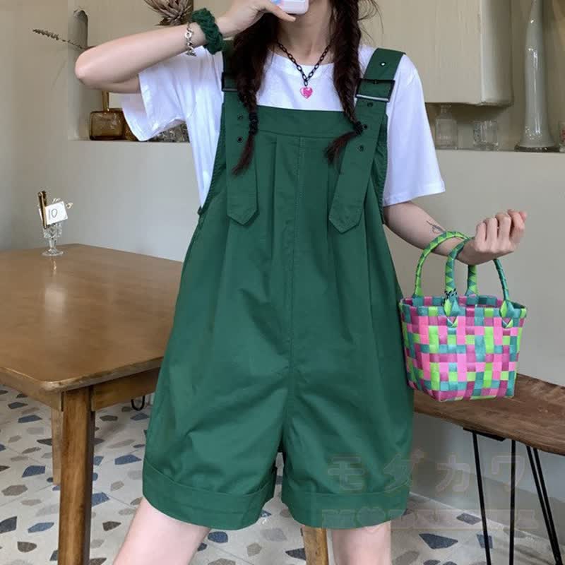 Lässige Cargo-Shorts aus Baumwolle mit hohem Bund, lockerem Schnitt und weitem Bein - Grün - 2XL - image 4