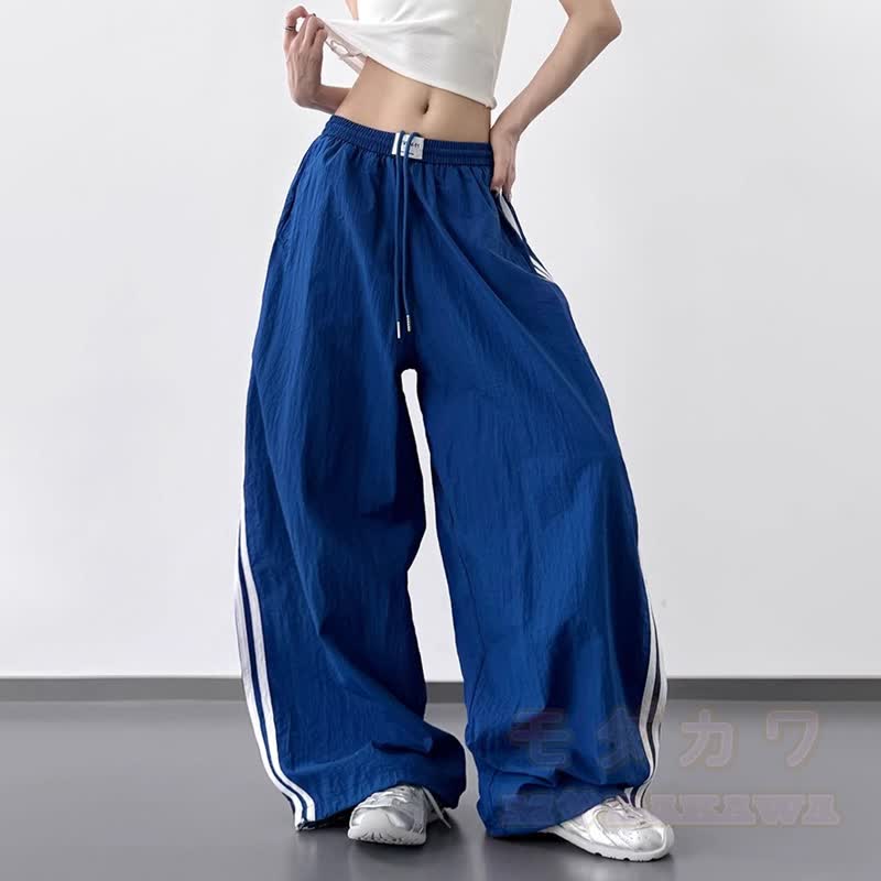 Lässige Cargohose im amerikanischen Hip-Hop-Stil mit Streifen und weitem Bein - Blau - XL - image 5