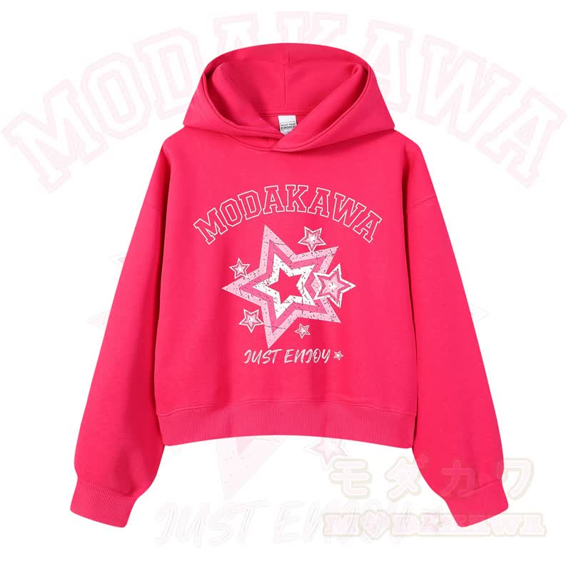 MODAKAWA JUST ENJOY Sternengrafik-Hoodie aus Baumwolle (kurzer Schnitt) - Rosa - 3XL - image 1