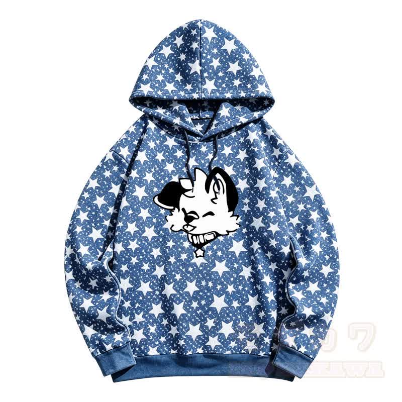 MODAKAWA Kawaii Kapuzenpullover mit Hunde- und Sternenmuster - Blau - 5XL - image 1