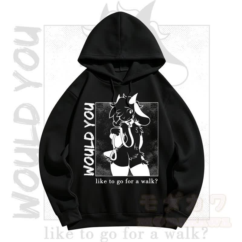 MODAKAWA WOULD YOU Kapuzenpullover mit Schafprint - Schwarz - 5XL - image 2