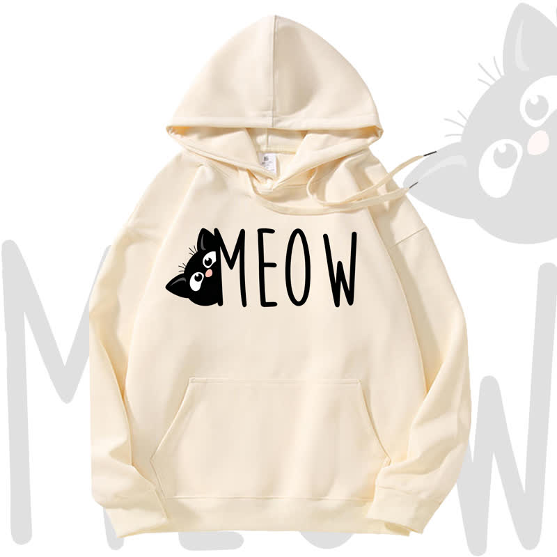 MODAKAWA MEOW Fleecegefütterter Hoodie mit Katzenprint - Yellow - 3XL - image 3