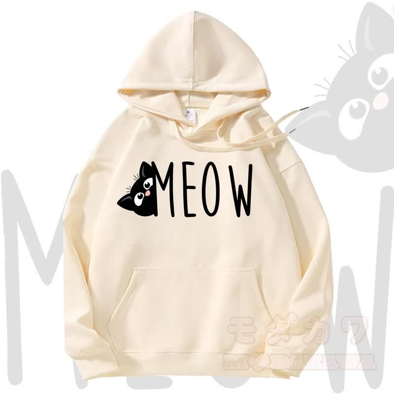 MODAKAWA MEOW Kapuzenpullover mit Katzenprint und Fleece-Futter - Gelb - 3XL - image 3