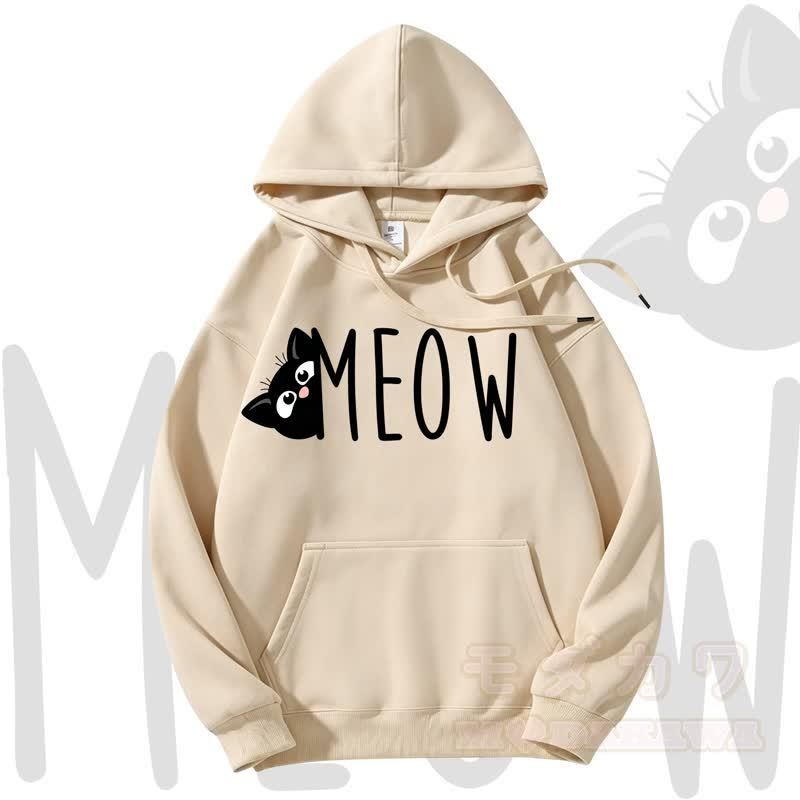 MODAKAWA MEOW Kapuzenpullover mit Katzenprint und Fleece-Futter - Khaki - 3XL - image 4