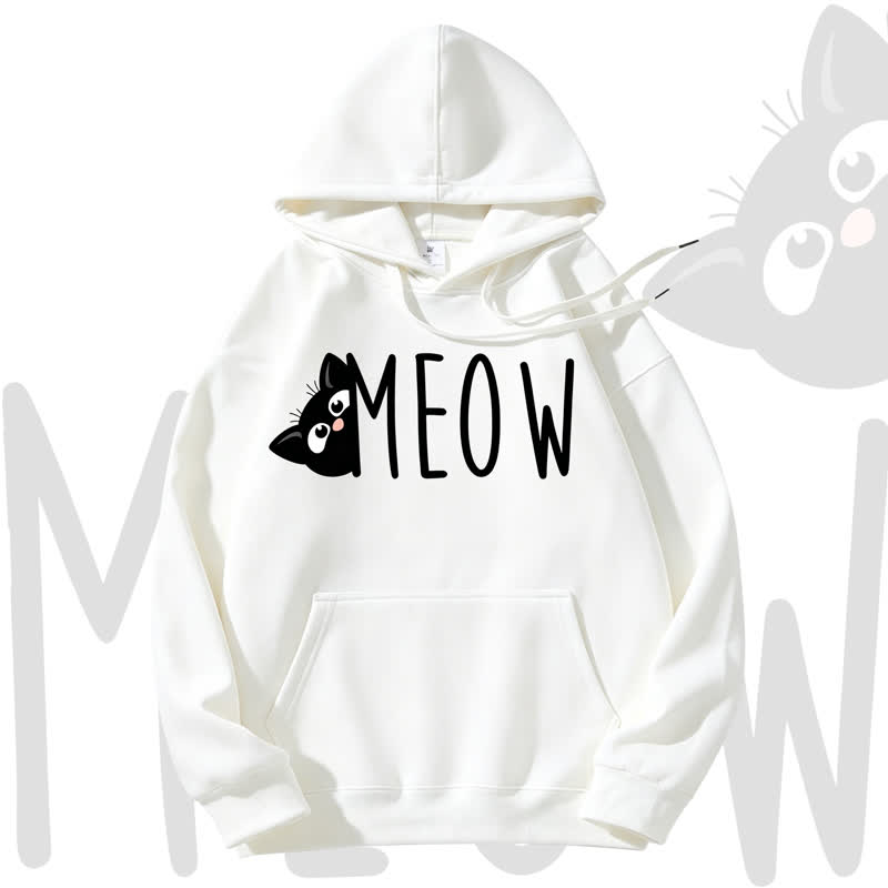 MODAKAWA MEOW Fleecegefütterter Hoodie mit Katzenprint - White - 3XL - image 2